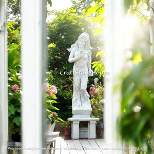 White Marble Lady Sculpture Handcrafted Artistic Masterpiece Elegant Lady Figurine Perfect for Home & Garden Deco Unique Hand Carved Artwork