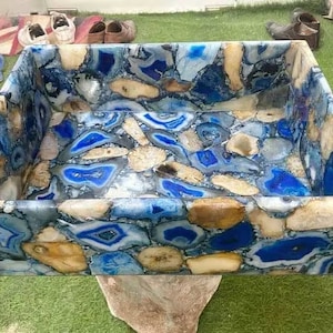 Mix Agate Stone Sink / Agate Wash Basin Sink for Home Interior / Indian Wash Basin Perfect for Luxury Bathroom/ Vanity Sink for Kitchen