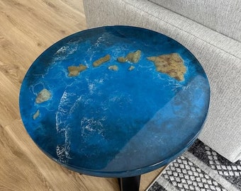 Custom Epoxy Round Table, Wood Dining Table, Custom Made Epoxy Center Table, Dine Table, Modern Epoxy Table, Ocean Epoxy Table