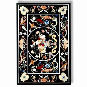 Black Marble Table Top/ Coffee Table/ Dinning Table/ Semi Precious Inlay Work Home & Office Furniture