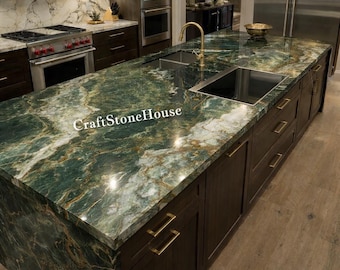 Marble Quartzite Stone Kitchen Slab Luxury Handmade Countertop for Modern Homes