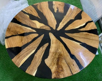 Live Edge Round Table / Epoxy Table Tops / Natural Wooden Table / Resin River Tables /Made To Order / Free Shipping