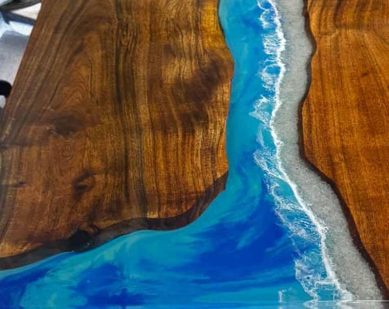 Exclusive Ocean Wave Rectangle Blue Epoxy Resin Office Conference