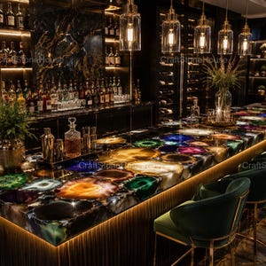 Agate Gemstone Countertop Multicolor Stone Slab Luxury Home Bar Top Polished Crystal Surface Custom Made Worktop