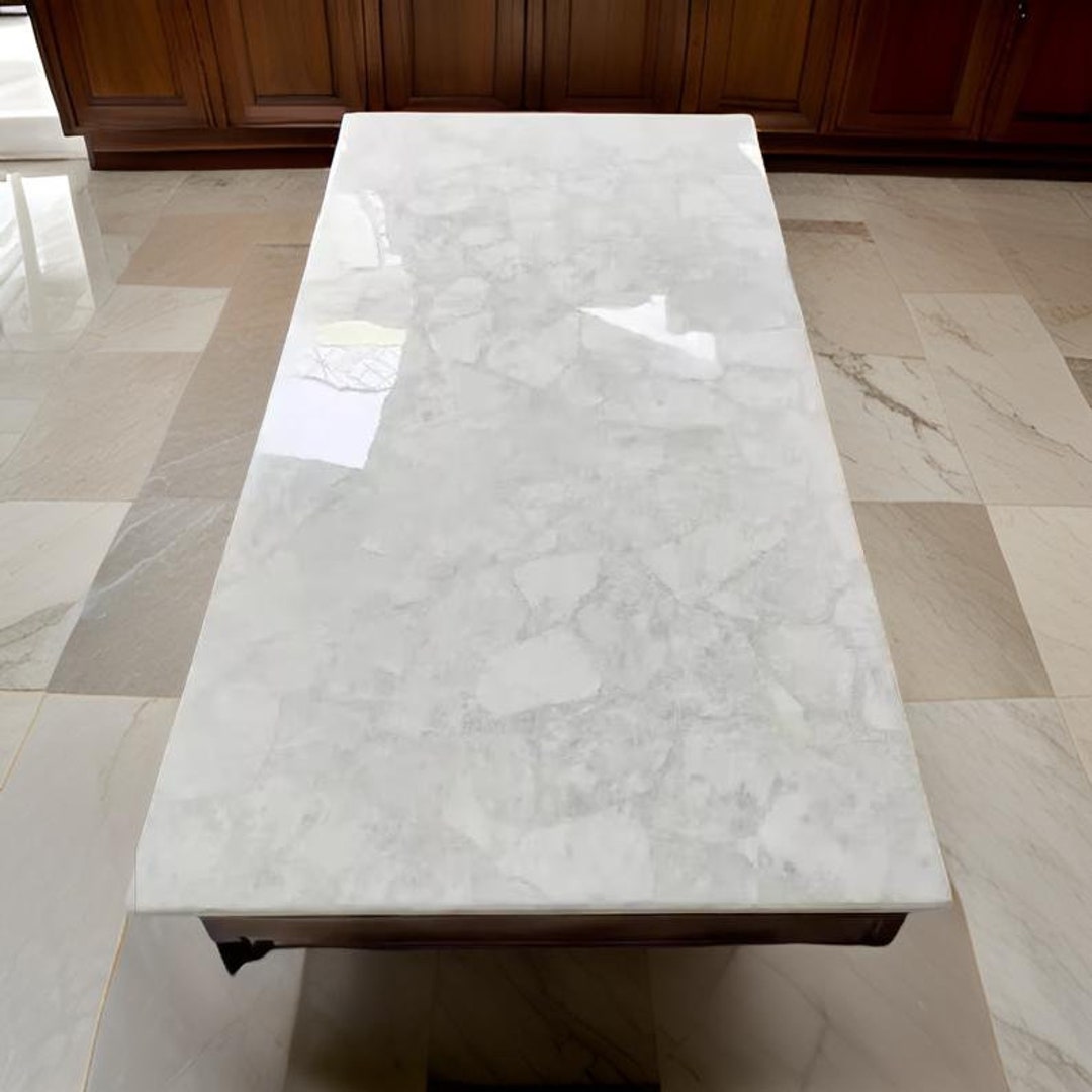 Rectangular Counter Height Bar Top Natural White Quartz Agate ...