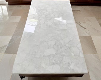 長方形カウンター高さバートップ天然ホワイトクォーツアゲートレストラン家具