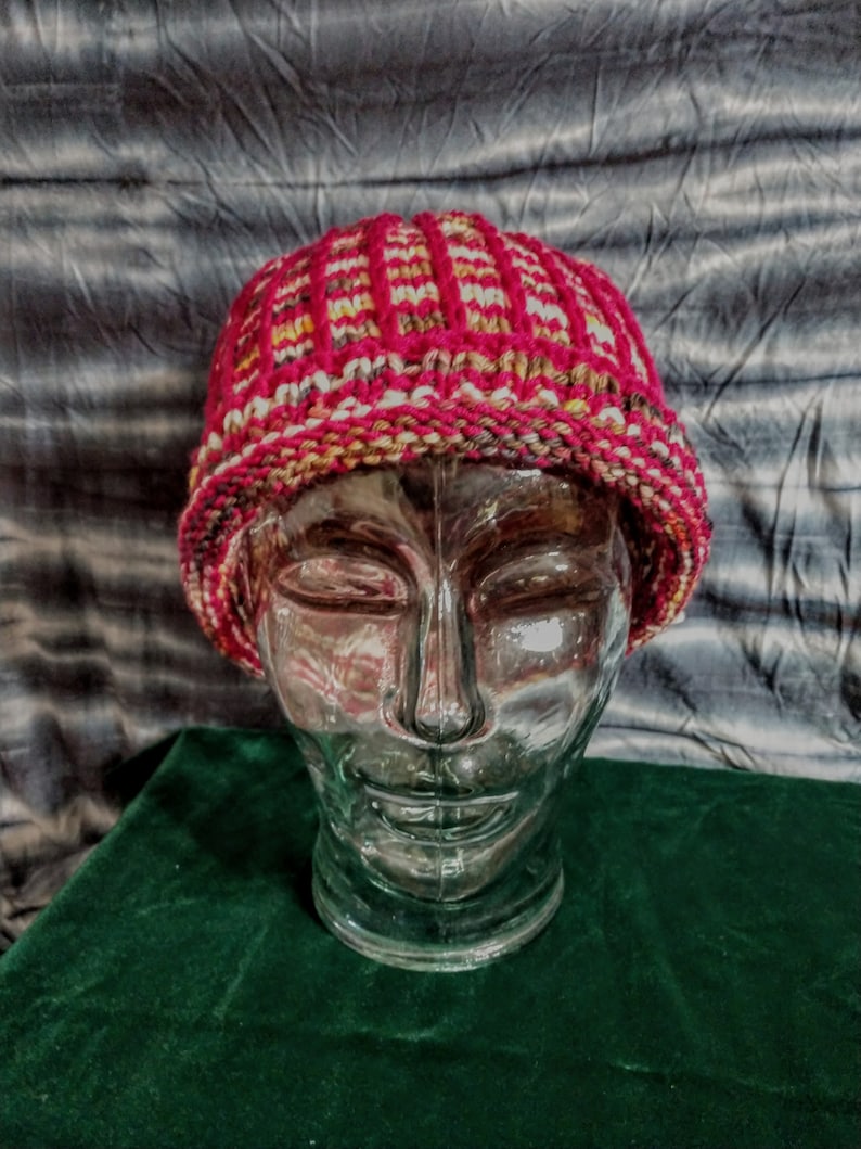 Raspberry Hand Knit Winter Hat