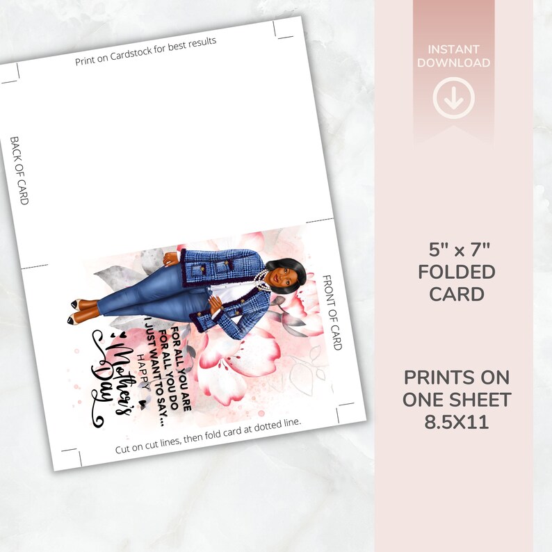 Printable Card for Mother's Day | Mother's Day Card for Black Mothers ...