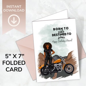 Cartão de feliz aniversario | Cartão de aniversário imprimível | Aniversário da motocicleta | Cartão de aniversário do motociclista | Cartão de aniversário exclusivo