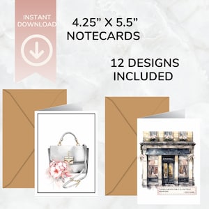 Ensemble de cartes de notes imprimables | Paquet de cartes de vœux | Cartes de vœux de conception minimale | créateur noir et blanc | Cartes de vœux parfumées