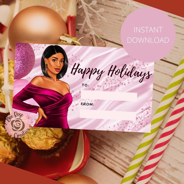 Christmas Gift Tags Printable | Printable Gift Tags | Fashion Christmas | DIY gift tags | Black Girl Magic Christmas | Holiday Gift Tags