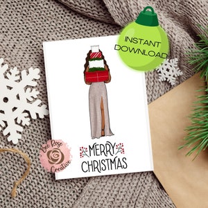 Cartão de Natal para imprimir, modelo de cartão de Natal, cartão para mulher negra, cartão de Natal para mulheres negras, cartão de Natal para imprimir