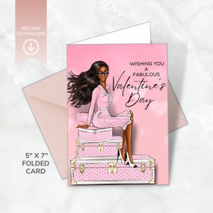Tenha um cartão imprimível fabuloso para o Dia dos Namorados | Cartão para o Dia das Galentine | Cartão de felicitações para impressão | Modelo de cartão