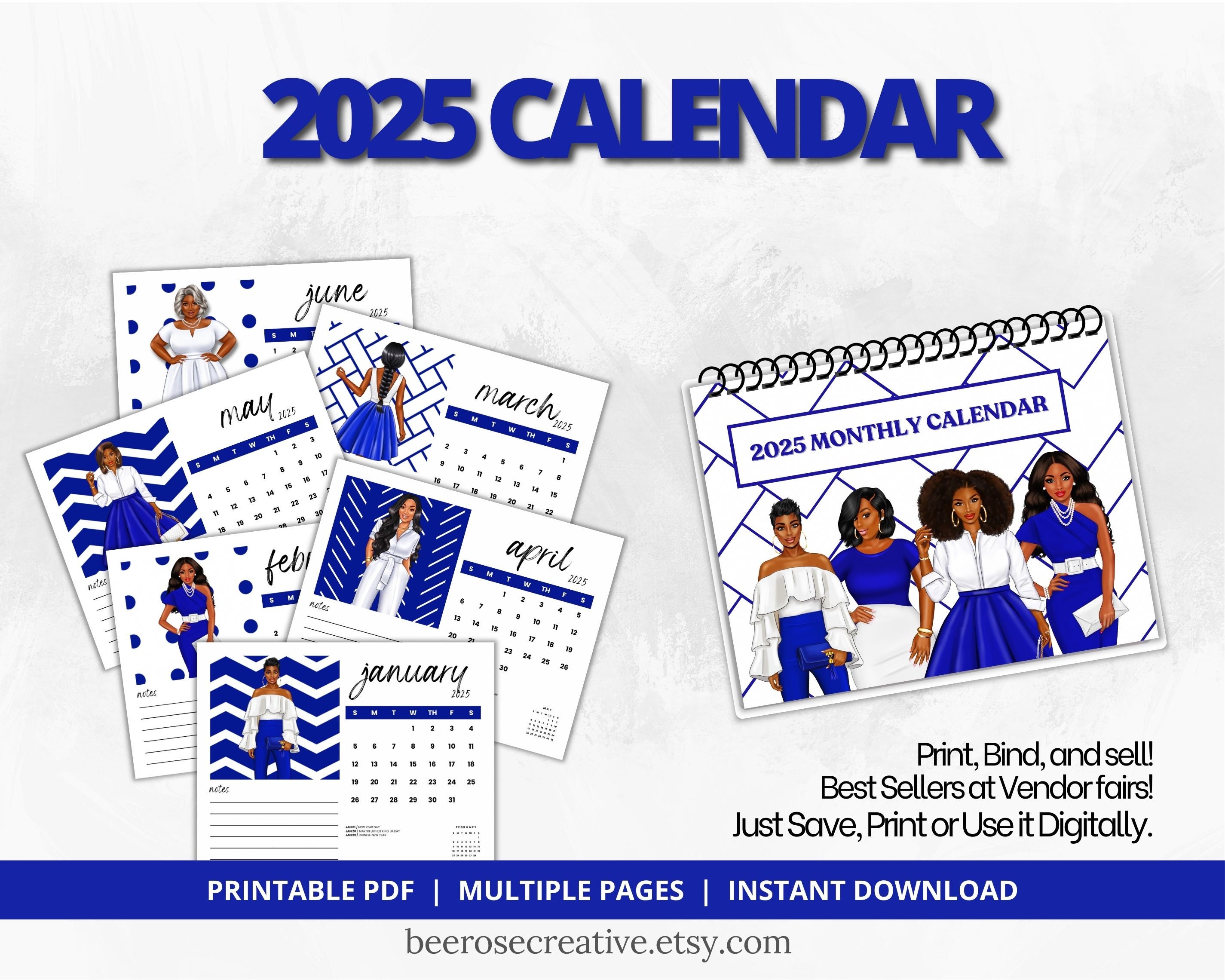Zeta Phi Beta Sorority, Inc. 2025 Printable Calendar Sorority Sister