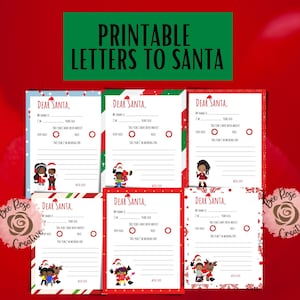 Carta a Papá Noel / Carta navideña a Papá Noel Hoja imprimible / Hoja de actividades navideñas para niños / Manualidades navideñas con melanina