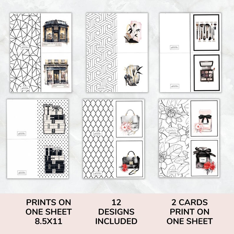 Note Card Designs Set Printable Note Card Set | Greeting Card Bundle | Minimal Design ...