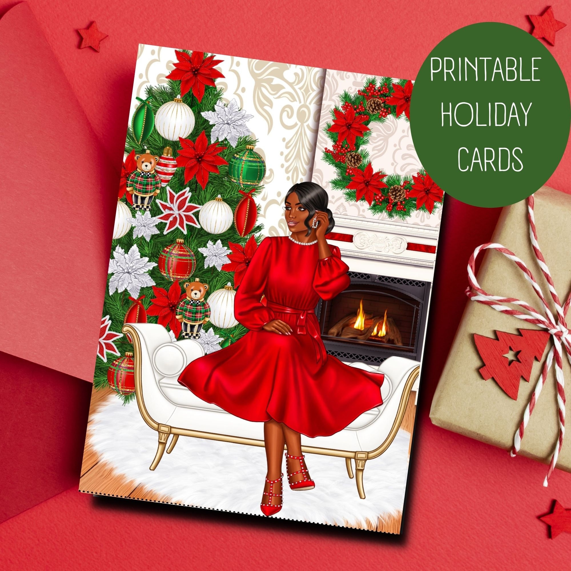 christmas card | printable greeting card | cozy scene christmas