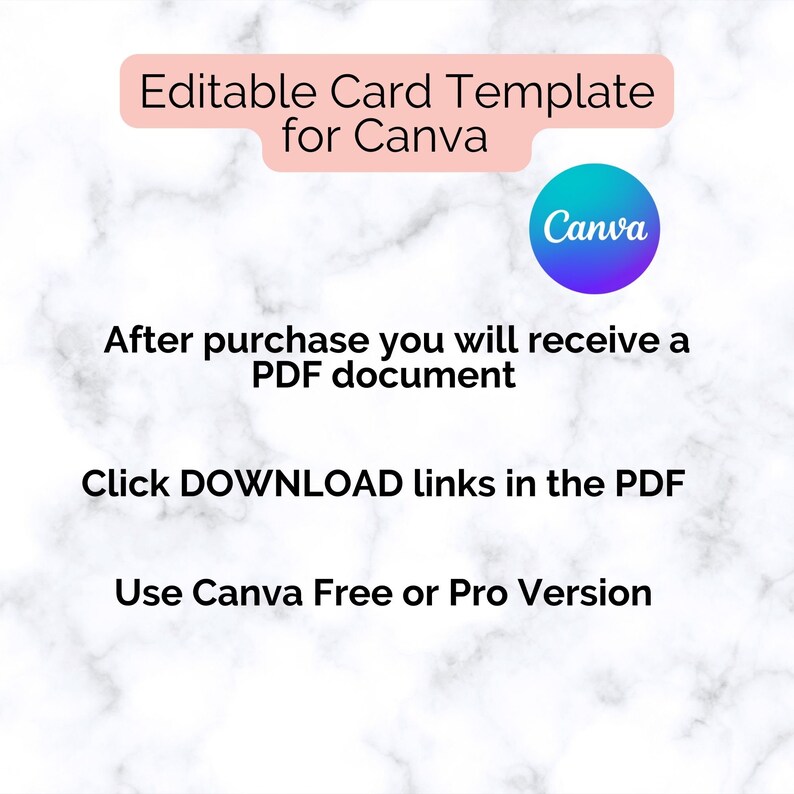 May include: Editable card template for Canva. After purchase, you will receive a PDF document with download links for the template. Use Canva's free or pro version to edit the template.