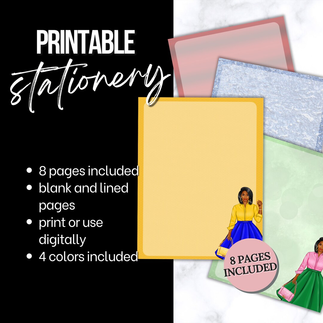 Printable Stationary Pack Instant Download US Letter PDF Sorority