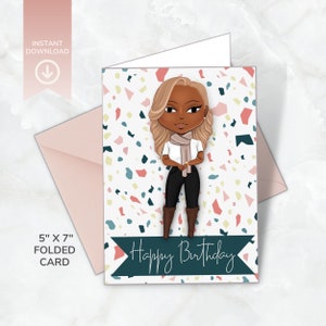 Happy birthday Card | Black woman birthday card | birthday card template | printable birthday card | black women birthday