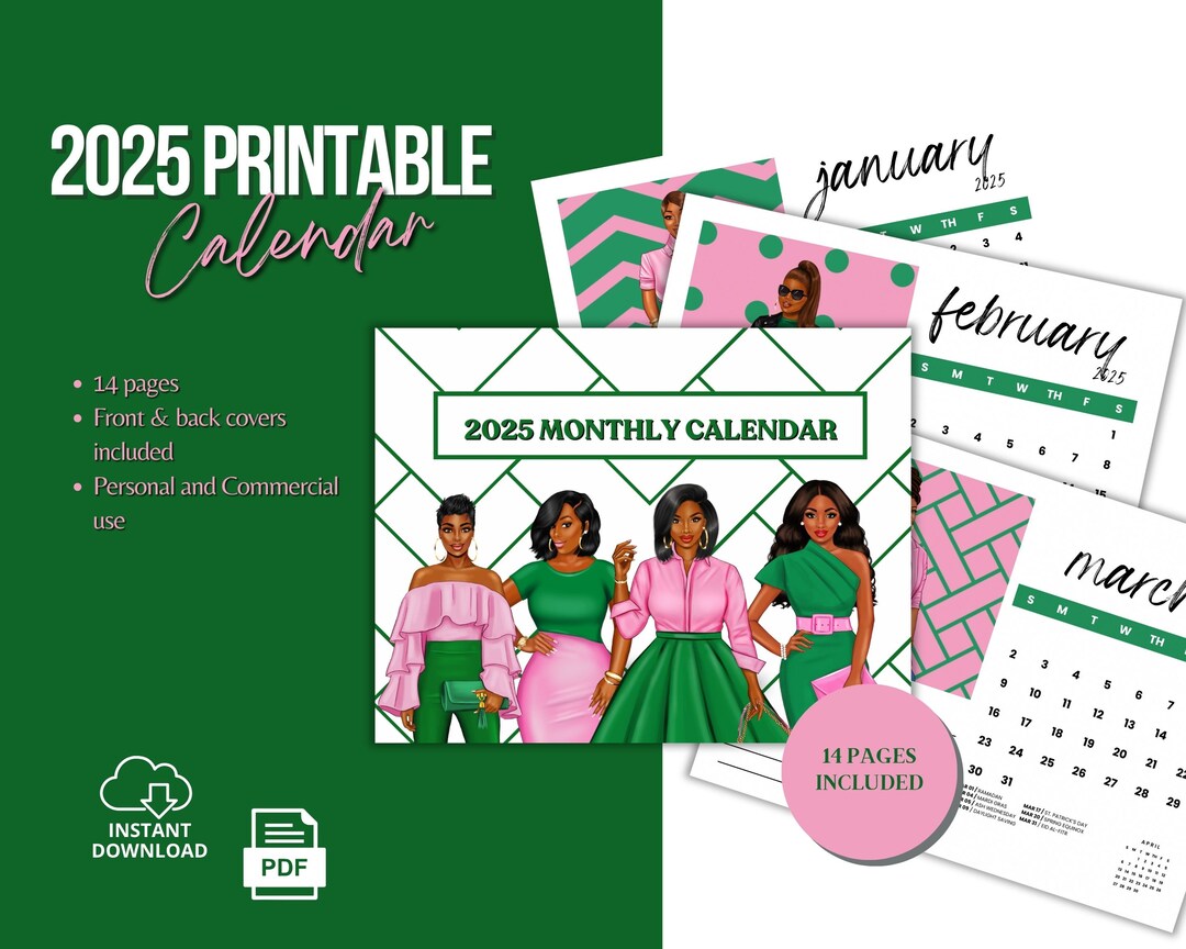 2025 Printable Calendar Sorority Planner and Organizer Sorority Sister