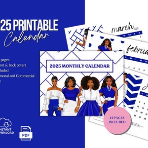 Zeta Phi Beta Sorority, Inc. 2025 printable calendar | Sorority sister gifts | Printable calendar for 2025 | 2025 calendar printable
