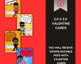 Superhero Valentines Day Card | Black Panther Valentine | Printable Valentines for Classroom | Black boy Valentine | Valentine SVG and PNG