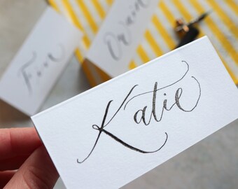 Place Cards, White Place Names, Place settings, Personalised White Place Cards, hand written Place card, Place Names UK, wedding calligraphy