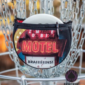Medium Disc Golf Bag Zombie Motel Design with Adjustable / Removable Canvas Strap - Holds 5 Discs