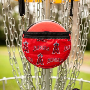 Los Angeles Angels Small Shoulder Disc Golf Bag Design with Adjustable / Removable Canvas Strap - Holds Up To 3 Discs