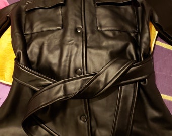 The Boys Sleek PU Belted Leather Jacket