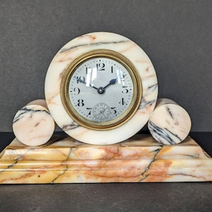 FRENCH ART DECO Alarm Clock in Marble Housing - Decorative and Working