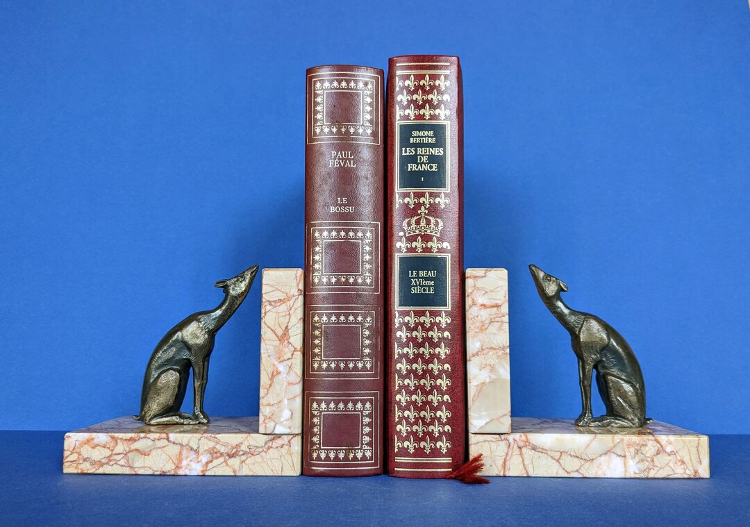 ART DECO BOOKENDS With Whippet Figurines From France Etsy