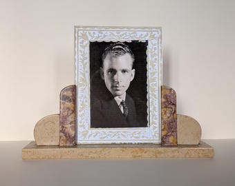 Atractivo marco de fotos FRANCÉS ART DECO con cristales originales