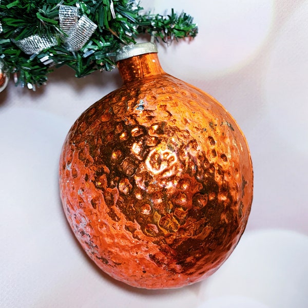 60's VERY RARE Big glass Orange Made in USSR Christmas ornament Orange Soviet ornament Christmas tree decor Xmas ornaments Soviet New year