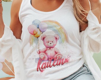 Custom Teddy Bear Tank Top, Cute Aesthetic, Retro Vintage, Girly Girl, Kawaii Kitsch, Vintage Style Shirt, Spring Fashion, Summer Fashion