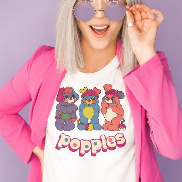 Popples Retro Shirt, jaren '80 Nostalgie Shirt, Verjaardagsfeestje Shirt, Vrouw Cadeau, jaren '90 Nostalgie, jaren '80 Cartoons Shirt, Vintage Esthetiek