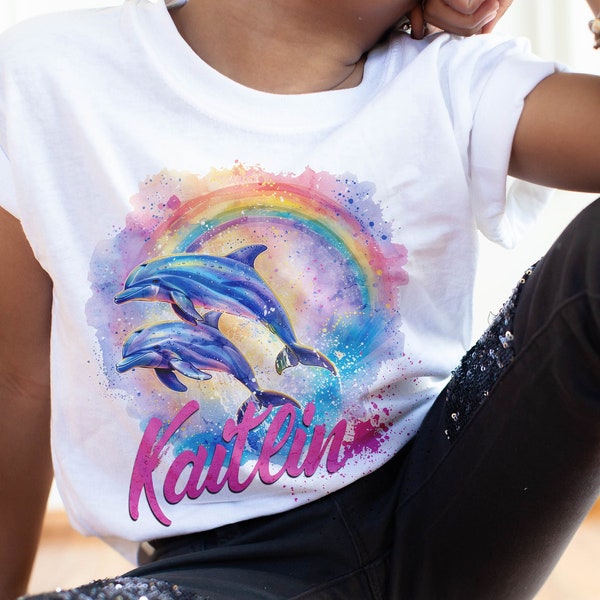 Kids Custom Dolphin Gift, Funny Animal Shirt, Animal Lover Gift, 90s Style, Summer Shirt, VSCO Girl Shirt, Ocean Shirts, Dolphin Ocean Gift