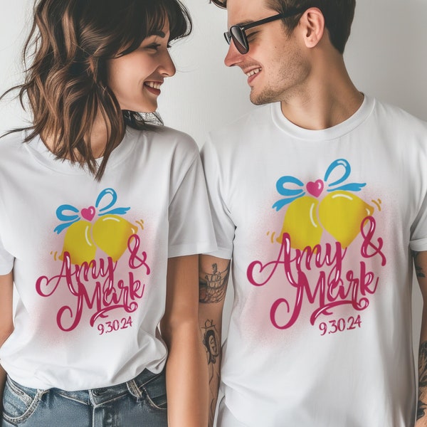 Custom Airbrush Bride Shirt, Bridal Shower Gift, Bridal Party Shirt, Honeymoon Vacation, Girls Trip Shirt, Couples Shirts, Just Married