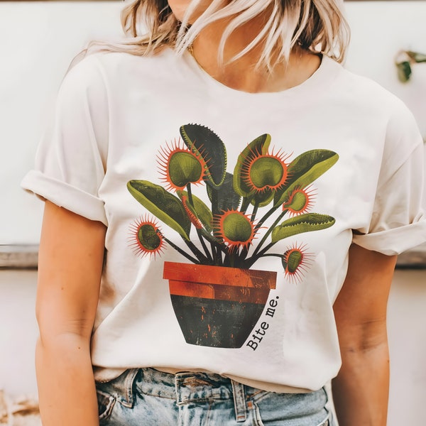 Venus Fly Trap Nature Shirt, Cottagecore Nature Gifts, Earth Day Tshirt, Wildflower Garden Tee, Introvert Plant Lady Gift, Sarcastic Cactus