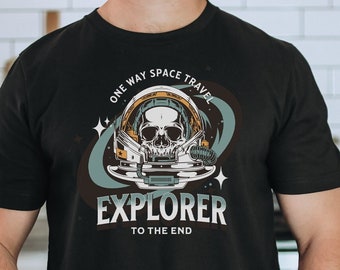 Astronaut Shirt - Space Travel Tee Shirt - Sci Fi Gothic Short Sleeve Shirt - Gothic Core Unisex Fashion