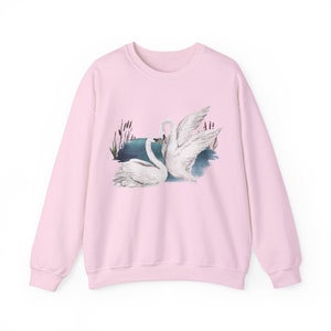 Natuurliefhebbers cadeau, Swan Cottagecore outfit, vogelaar, esthetische kleding, dierensweatshirt, vogelliefhebber, coquette kleding, schattige vogel Light Pink