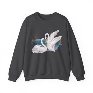 Natuurliefhebbers cadeau, Swan Cottagecore outfit, vogelaar, esthetische kleding, dierensweatshirt, vogelliefhebber, coquette kleding, schattige vogel Dark Heather