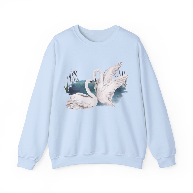 Natuurliefhebbers cadeau, Swan Cottagecore outfit, vogelaar, esthetische kleding, dierensweatshirt, vogelliefhebber, coquette kleding, schattige vogel Light Blue