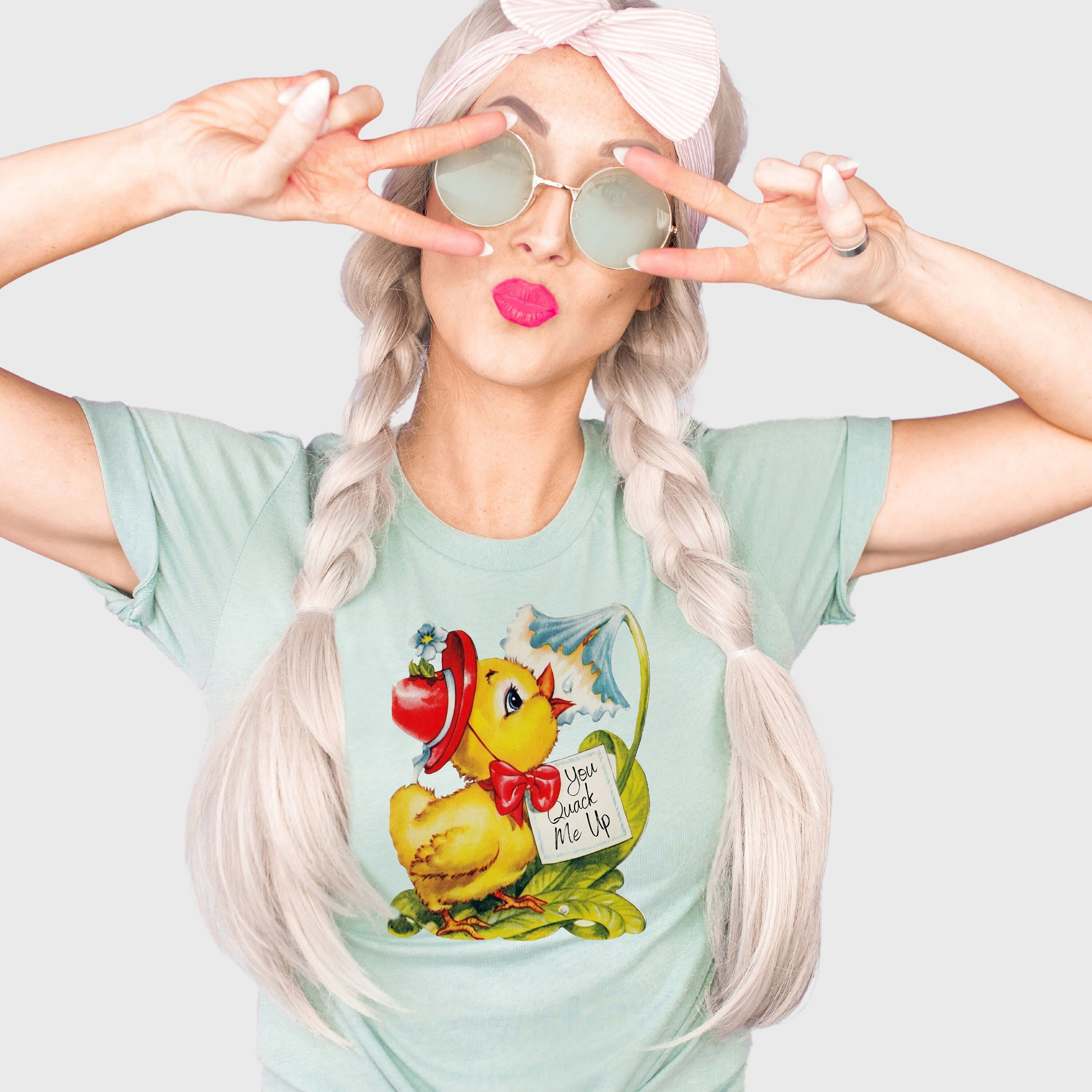 Chemise de canard de Pâques T-shirt de caneton de Saint-Valentin T-shirt  unisexe de mode de grand-mère de printemps -  France