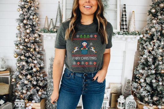 Chemise moche de Noel T shirt graphique Fairy Fantasy Holiday Noel licornes T shirt unisexe Etsy France
