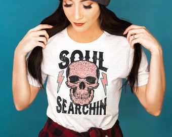 Skull Halloween Shirt - Gothic Valentines Retro Tee - Romantic Death Soul Searching Unisex TShirt - Gothic Core