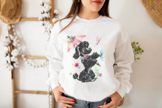 French Poodle Sweatshirt 1950s Black 