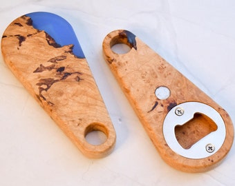 Wooden Bottle Opener with Blue Epoxy Pattern | Beer Opener | Gift for Him | Walnut | Fathers Day | Birthday | Christmas