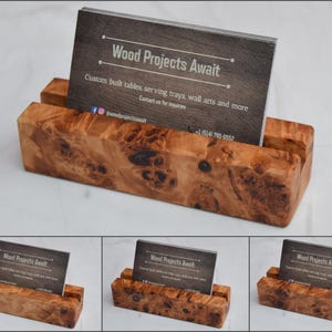 Wooden Business Card Holder with Mappa Burl | Unique |  Porte-carte d'affaire , Made in Canada